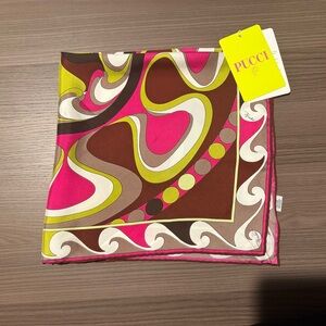 Emilio Pucci Brown and Pink Silk Scarf